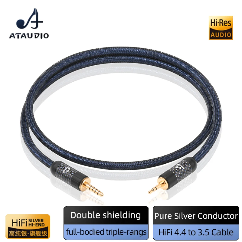 

ATAUDIO HiFi кабель от 4,4 до 3,5 Чистое серебро Сбалансированный аудиокабель от 4,4 до 3,5 мм Aux Jack между мужчинами для наушников Автомобильный телефон