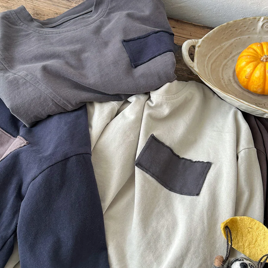 2025 Autumn New Children's Irregular Long-sleeved T-shirt Boys and Girls Loose Bottoming Shirt