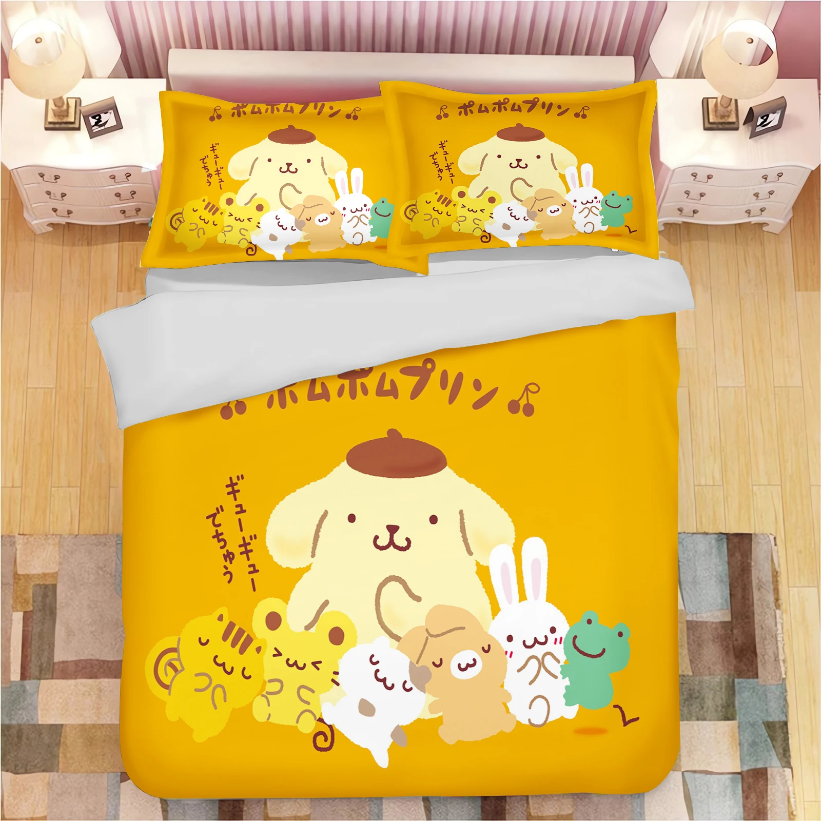 Pompompurin Cartoon Duvet Cover 3D Printing Cute Children's Bedroom Set ​Polyester Adult Gift  2/3pcs Bedding