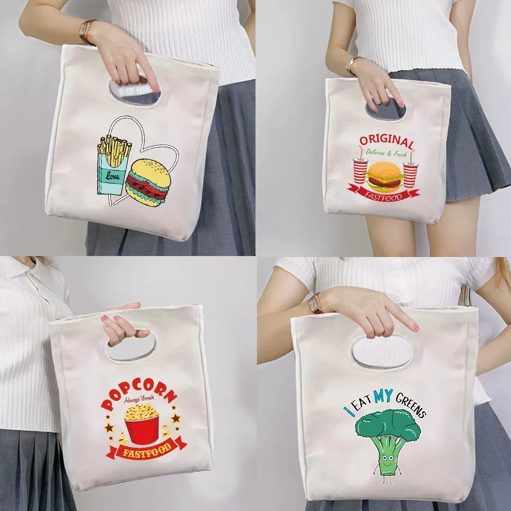 Large Capacity Lunch Bag Daily Student Office Worker Insulated Lunch Bag Portable Food Print Camping Thermal Picnic Pouch Unisex
