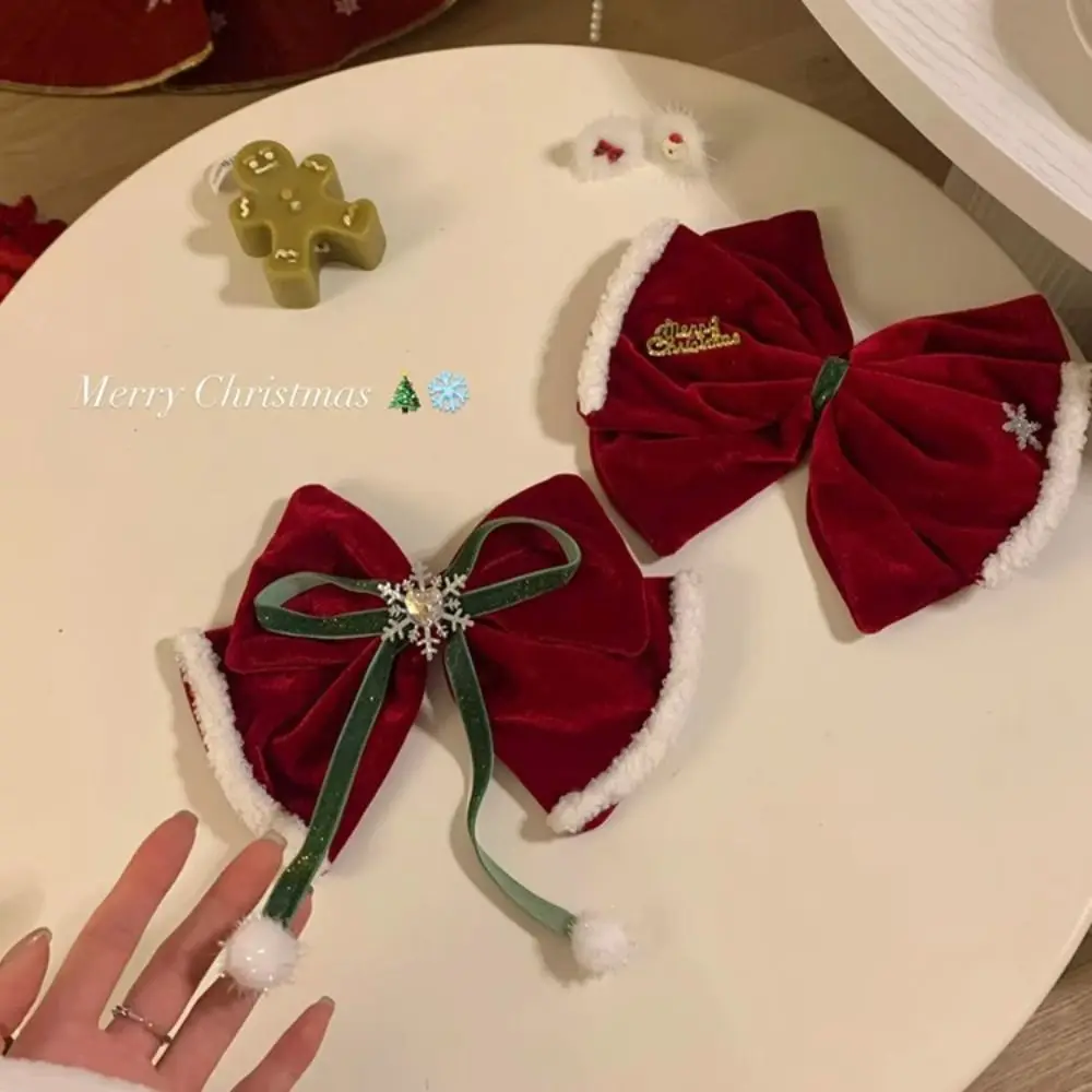 Merry Christmas Decor Christmas Hairpin Sequin Bowknot Velvet Bow Hair Clip Korean Hair Accessories Santa Claus