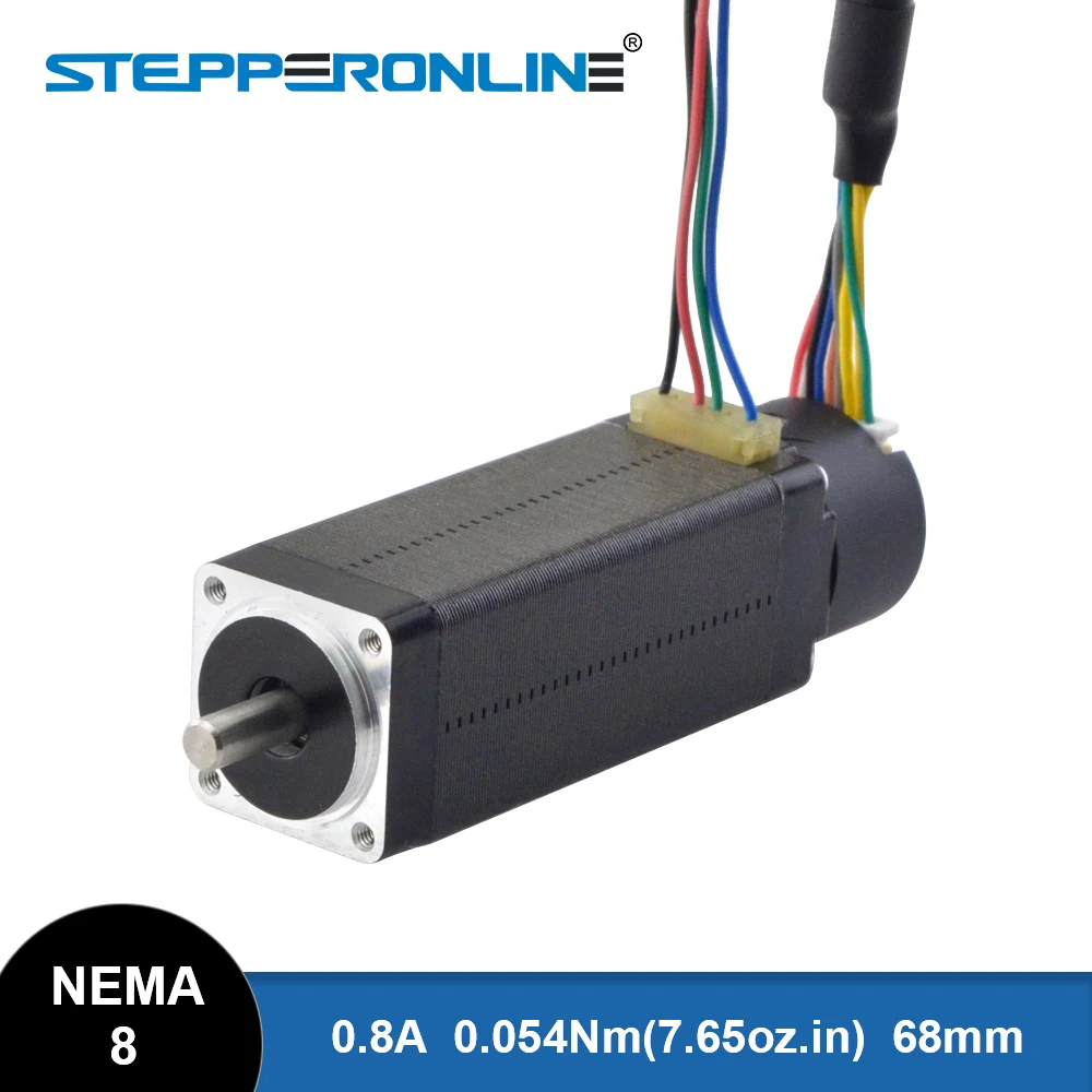 

Nema 8 Closed Loop Stepper Motor 0.054Nm(7.65oz.in) with Encoder 1000PPR 0.8A 68mm 4-lead 20 Motor Nema 8 Stepping Motor