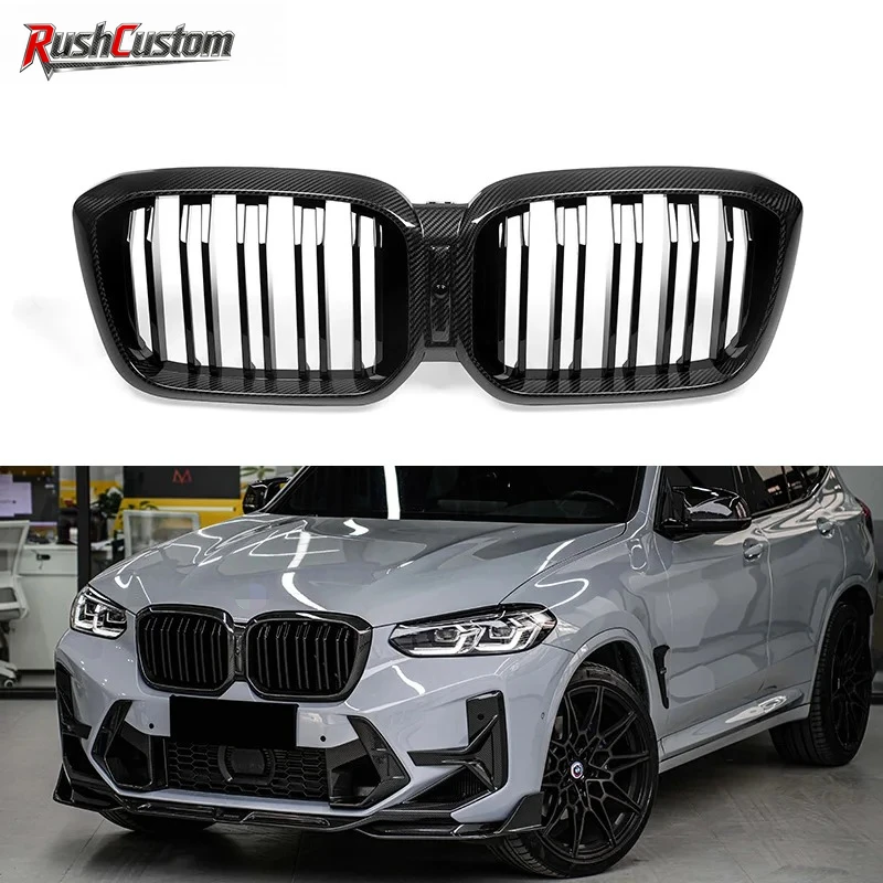 

Dry Carbon Fiber Double Slat Front Grill for BMW G01G08 F97 X3 G02 X4 LCI 2022-IN Center Mesh Grill Grille Front Bumper Kidney