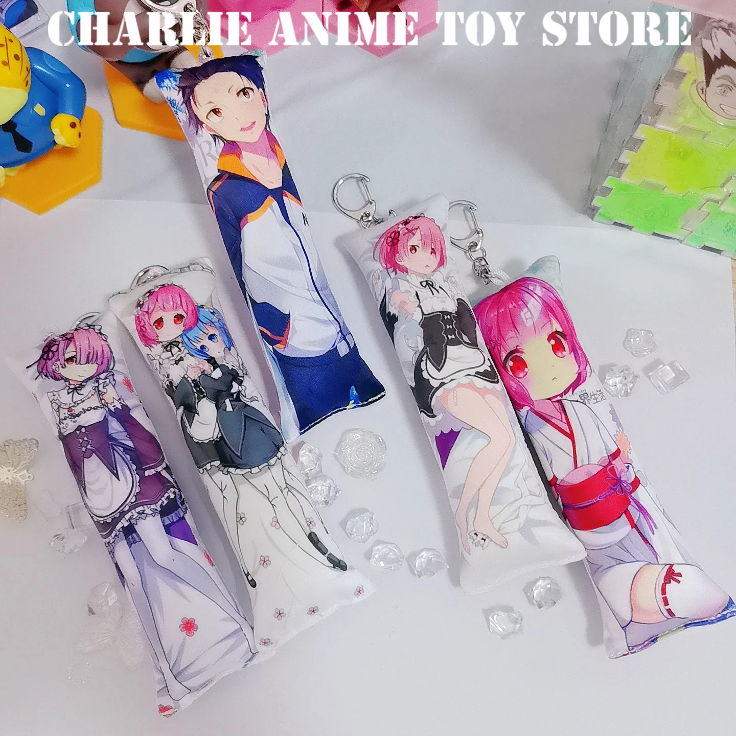 Re:Life in A Different World From Zero Plush Ram Rem Keychain Emilia backpack Keyring Decoration Pendant Cosplay Accessory