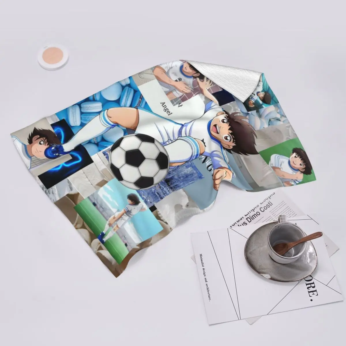 Toalla facial suave personalizada Ozora Oliver Atom Capitan Tsubasa, toallas de algodón para baño de piscina de secado rápido, transpirables