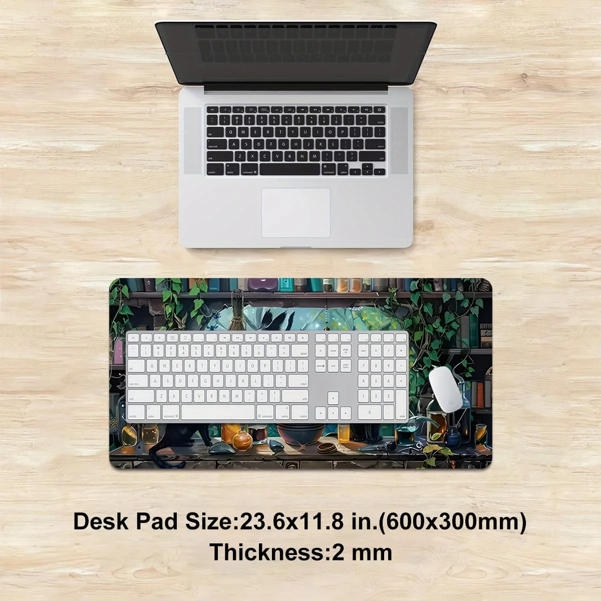 Magic Black Cats Potion Lab Mouse Pad Multi-size Washable Non-Slip Stitched Edge Computer Desk Mat For Office Home, Ideal Gift