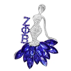 Party Wear Gifts Custom College Women Group Letters Zeta Phi Beta Dancing Lady Pin Brooch Jewelry