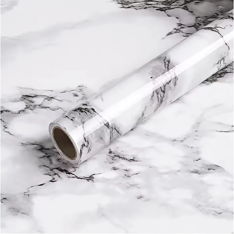 40cm Wide Wallpaper Self Adhesive Waterproof Marble Wallpaper Vinyl Film Wall Sticker Bathroom Kitchen Cabinet Room Decoration