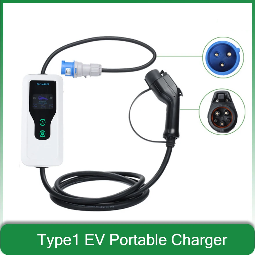 

Wallbox 7kw SAE j1772 CEE Plug 32A portable ev charging Type1 Level 2 16A 220V electric car vehicle charger station 5M