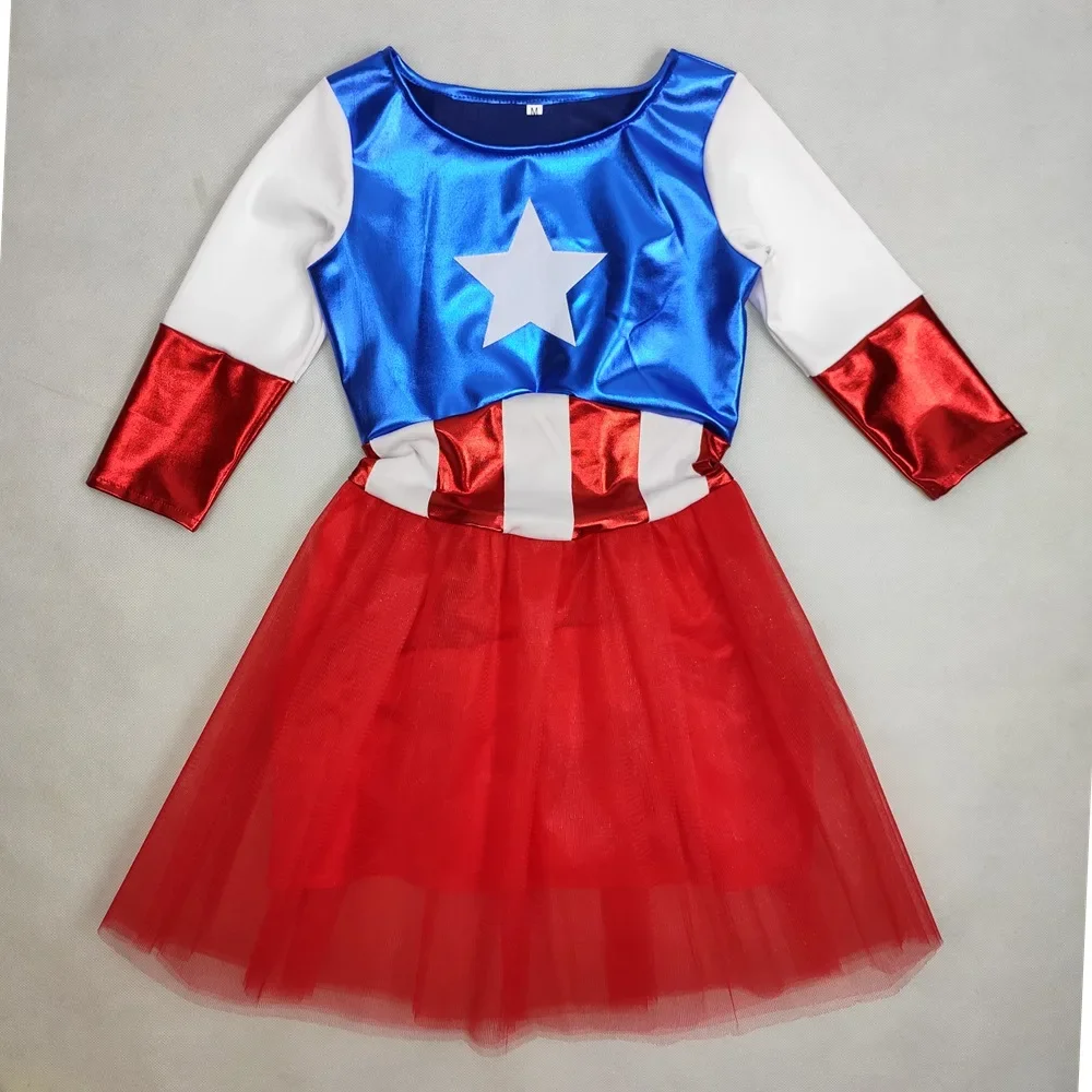 2025 Disfraz de super Heroroe para niñas، فيستدو دي توتو بارا نينوس، disfraz de Halloween، فيستدو دي فييستا دي كابيتان، 3-9 سنوات #5