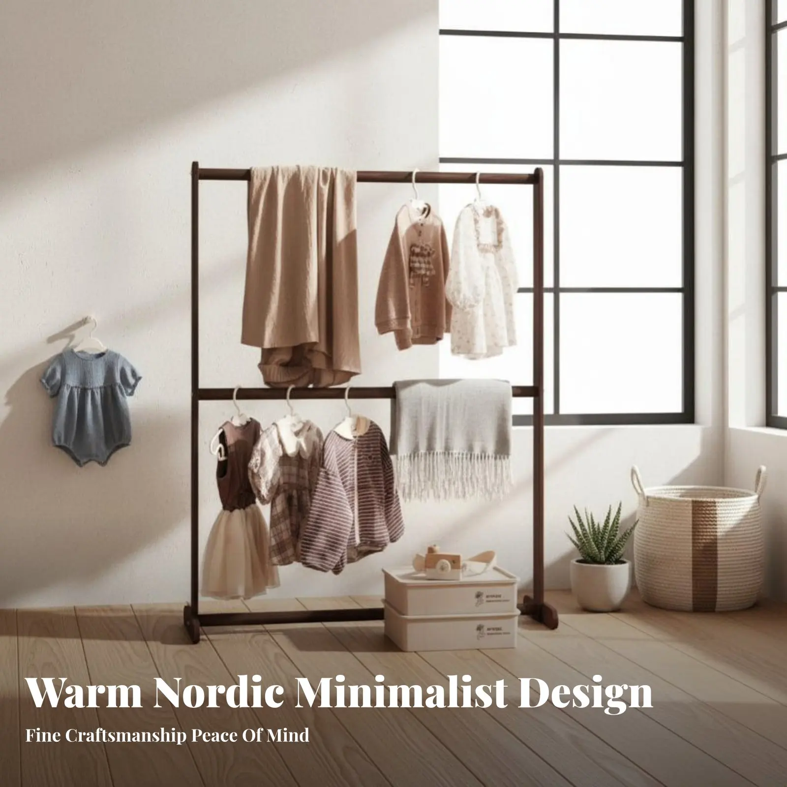 キッズ用ブランチデザイン洋服掛け、複数の吊り下げペグ付き、子供部屋オーガナイザー、省スペース、簡単組み立て、寝室、保育園に最適