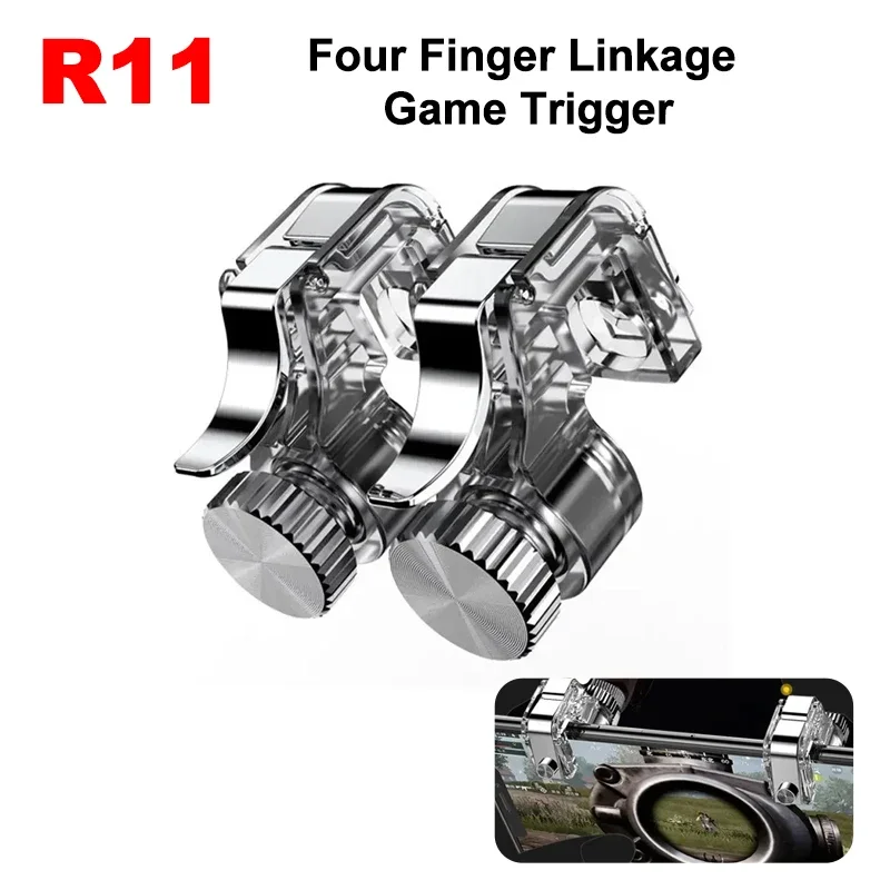 R11 1 Pair  Mobile Phone Game Trigger 4 Fingers Aim Shooting Free Fire L1 R1 Gamepad Joystick Controller for IOS Android PUBG