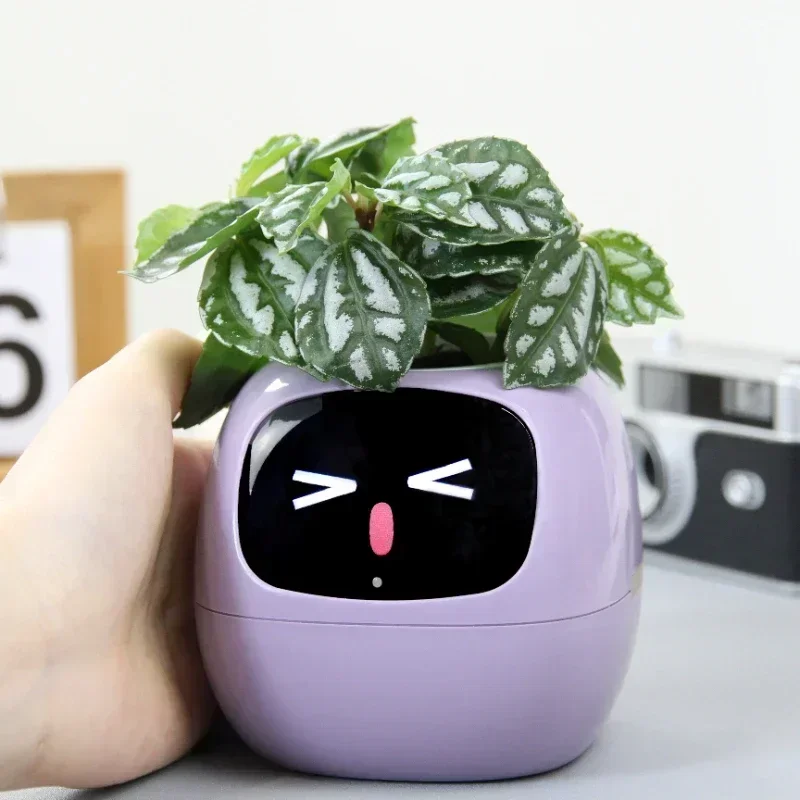 Smart Cute Pet Small Flower Pot Ivy Desktop Green Plant Allows Your Plants to Express Emotions