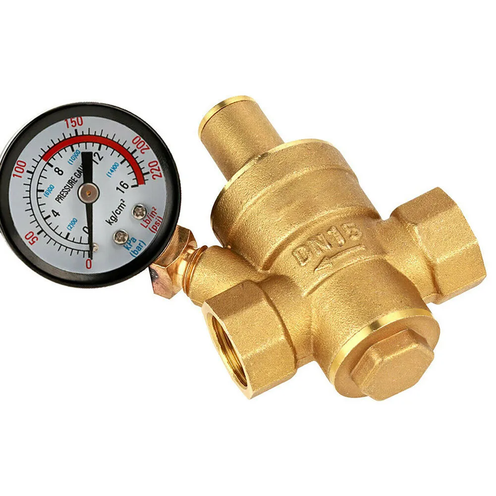 Durable Pressure Regulator Brass DN15 DN15 20mm Connector Gauge Meter NPT 1/2\\\