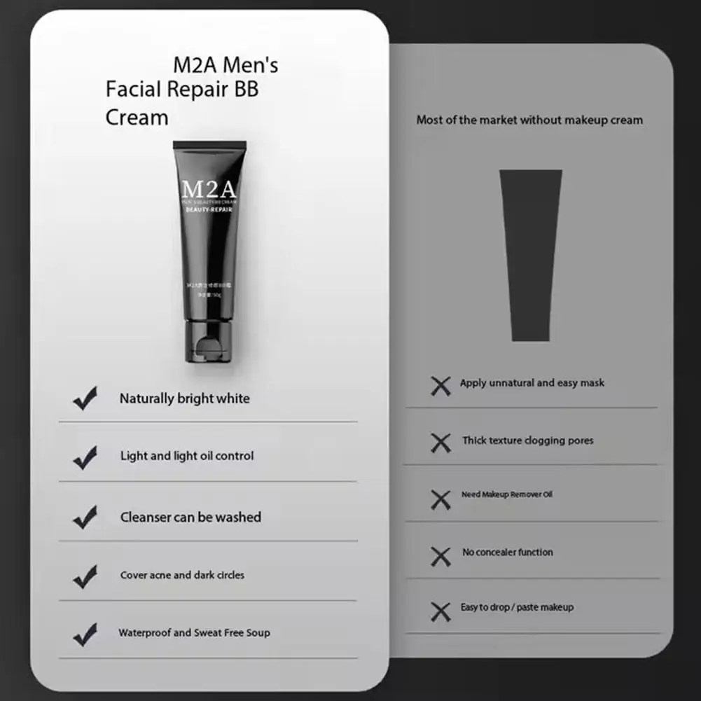 Mannen Bb Cream Whitening Olie-controle Concealer Sproet Vloeistof Verwijderen Fleuren Make-up Gemakkelijk Te Huid Dragen Cosmetische I9g3