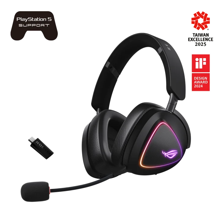 

New Rog Delta II Tri-mode Wireless Gaming Headset Lightweight Design Whit Aura Sync RGB Lighting