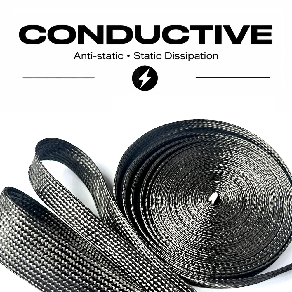 Black Carbon Fiber Sleeve ID 4~80mm Flame Retardant/Wear-Resistant/Wire Harness Insulation Protective Sleeve