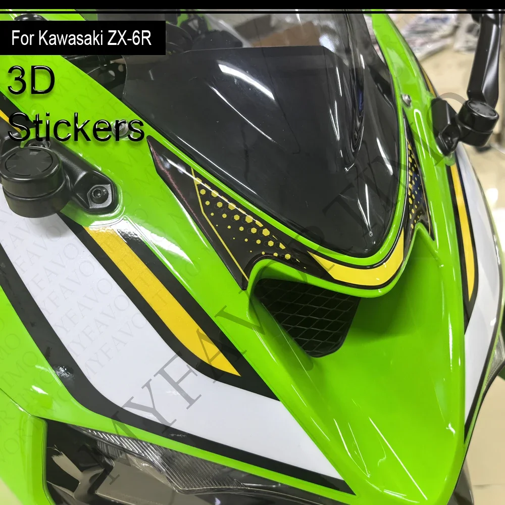 

Fit kawasaki Ninja ZX-6R ZX6R ZX - 6R Tank Pad Gas Fuel Oil Cap Protector Front Face Fairing Fender 3D Stickers Decals