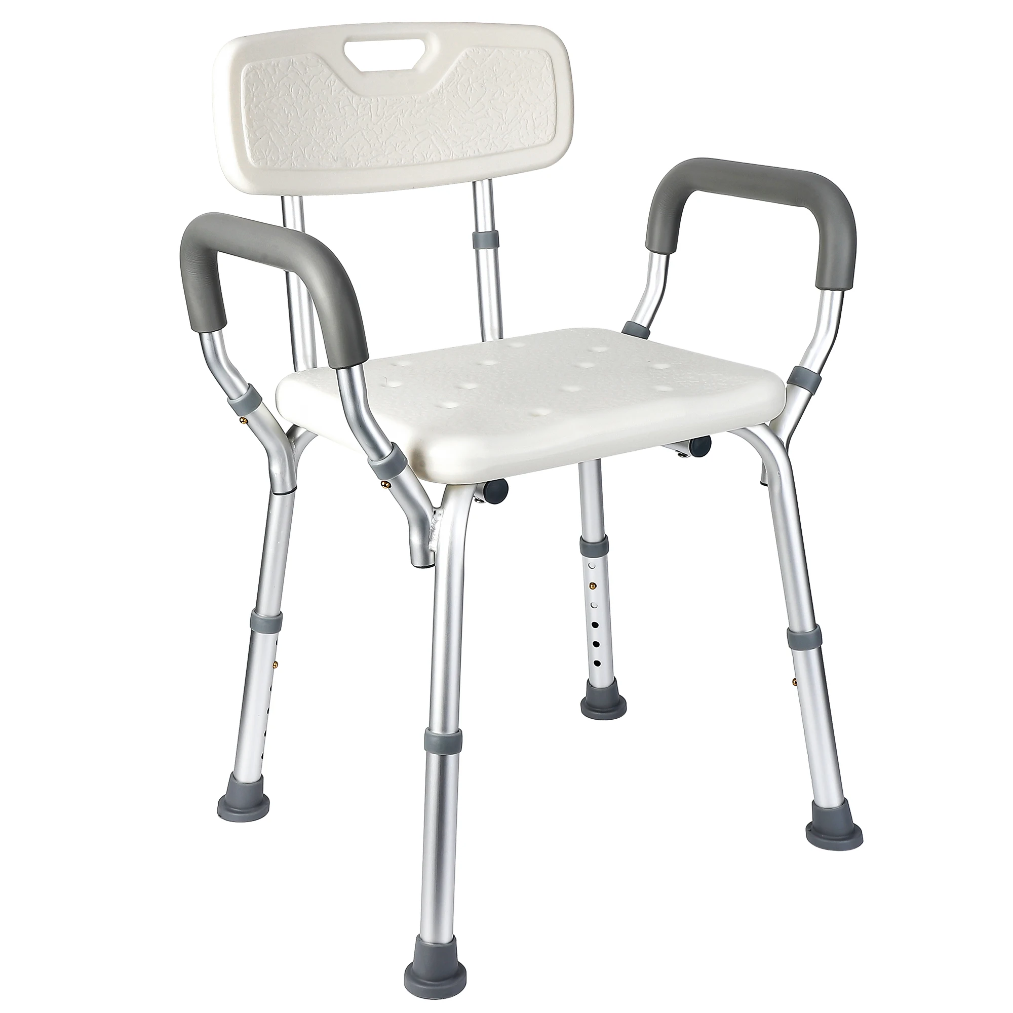 

Shower Seat, Adjustable Height Shower Chair, with Padded Armrests and Back, Inside Shower Seat Support 350 Lb Capacity