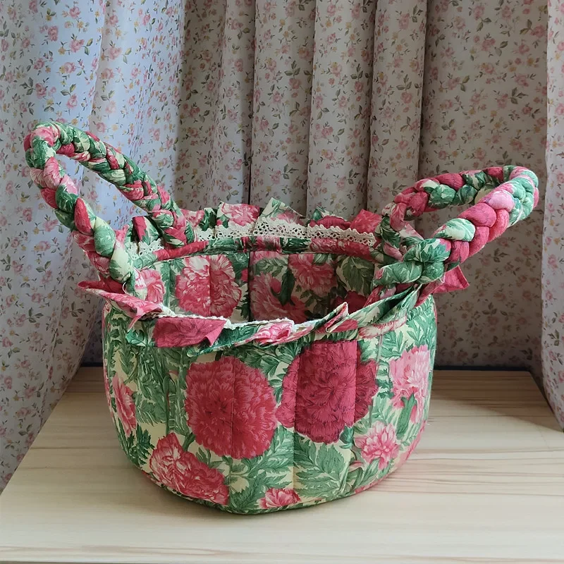 Home Fabric Hanging Basket Storage Basket Miscellaneous Toys Cosmetics Storage Basket Cute Floral Underwear Storage Baskets