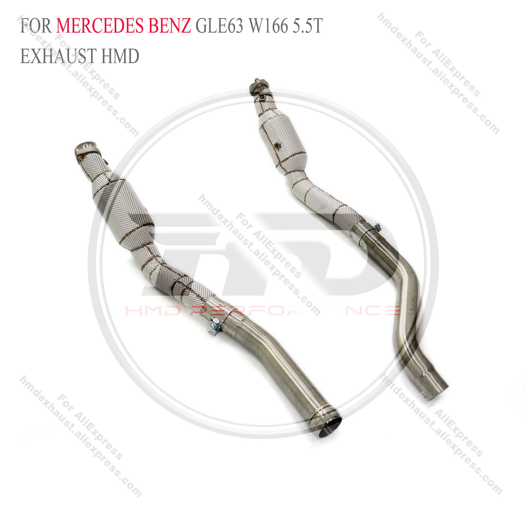 High Flow Performance Downpipe for Mercedes Benz AMG GLE63 W166 C292 5.5T HMD Exhaust System With Heat Shield