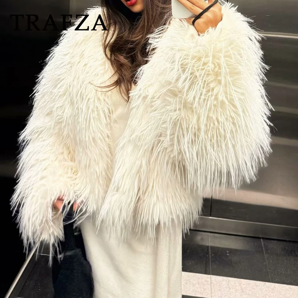 

TRAFZA Chic Elegant Modern Luxurious Woman Outwear Vintage Club Short Coat Evening Party Fashion Birthday 2025 Fall Mujer Jacket