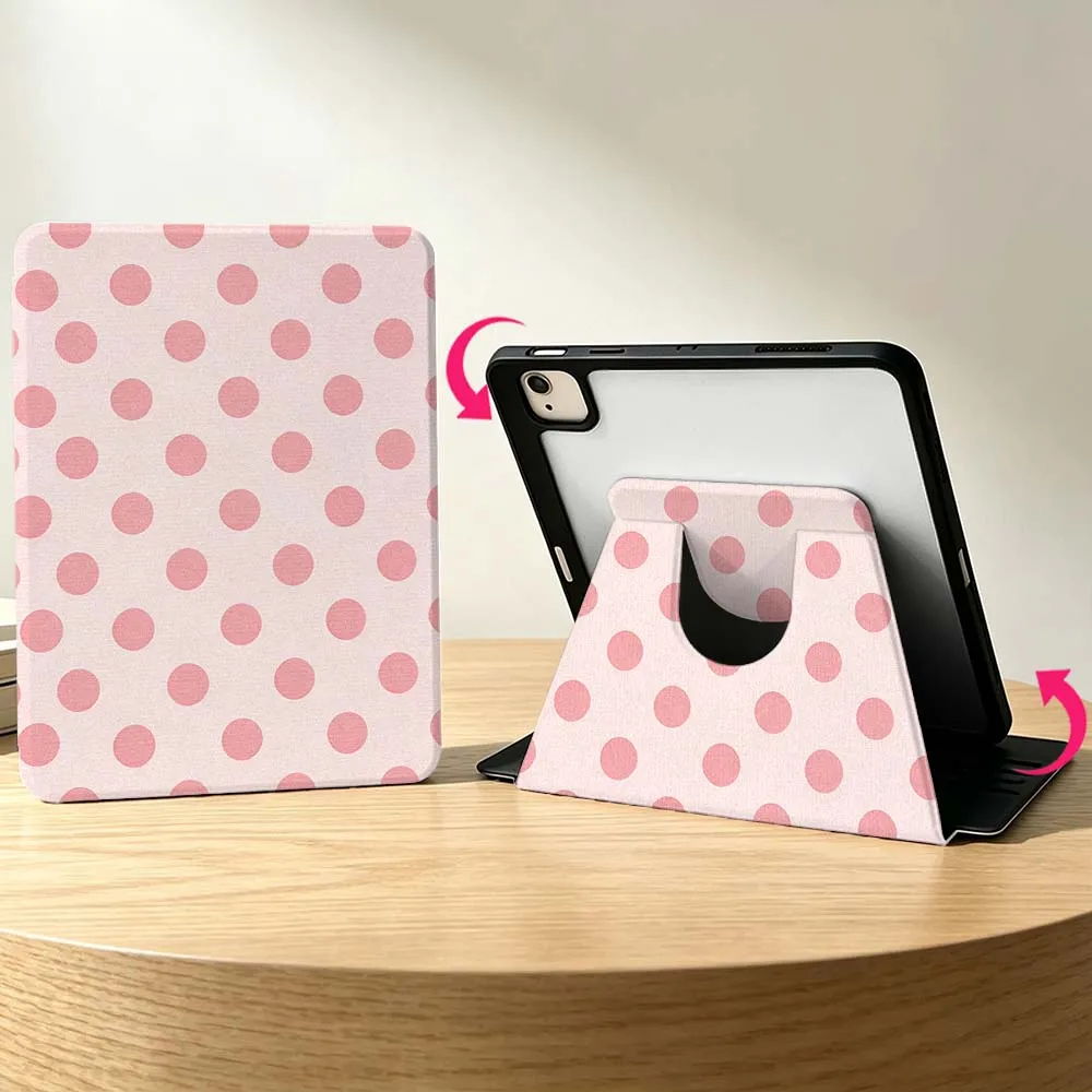 Purple Polka Dots For Samsung Galaxy S11 S10 S9 S8 S7 S6 A11 A9 A8 A7 Lite Plus Ultra 360° Rotation Tablet Case Soft