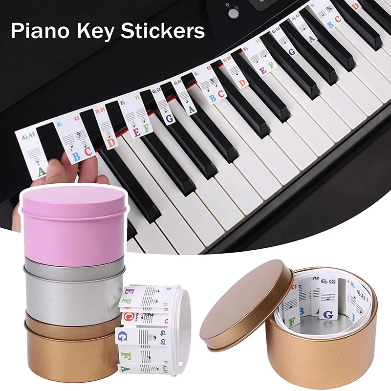 Transparent Piano Keyboard Stickers 88/61/54/49 Key Detachable Music Decal Notes Electronic Piano Piano Spectrum Sticker Symbol