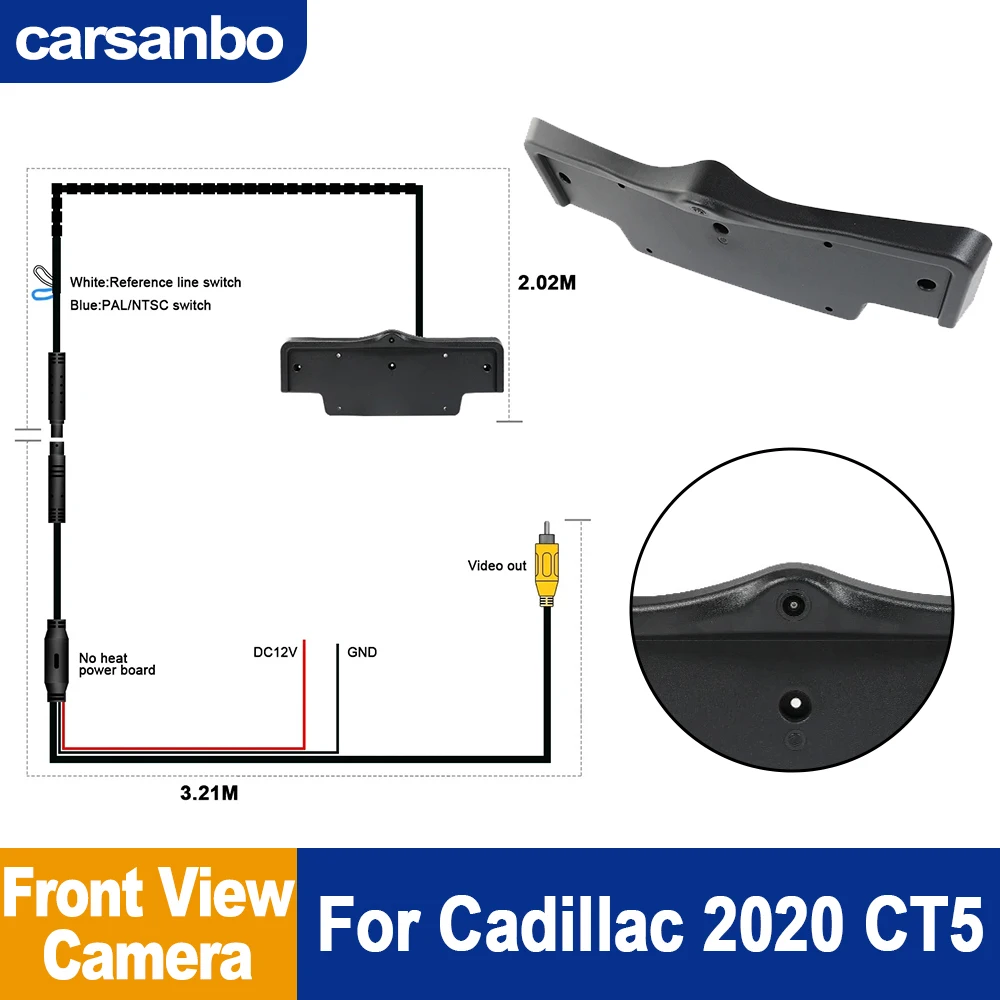 Carsanbo Car Front View Camera For Cadillac 2020 CT5 Night Vision IP68 Waterproof Wide Angle 150° Camera