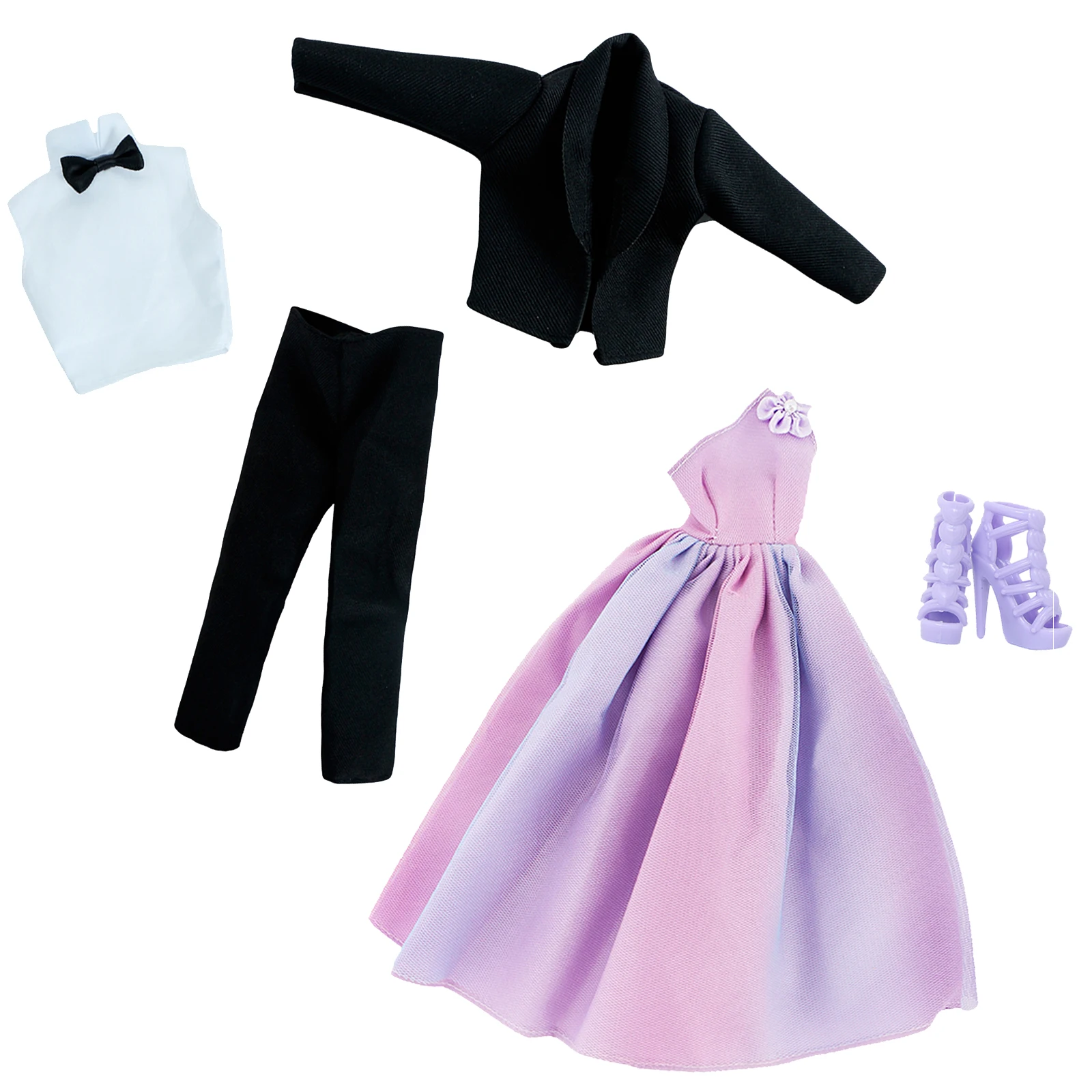 E-TING Ensemble de mariage, belle robe de mariée vêtements avec voile et tenue formelle de marié, costume d'affaires pour filles et garçons poupées