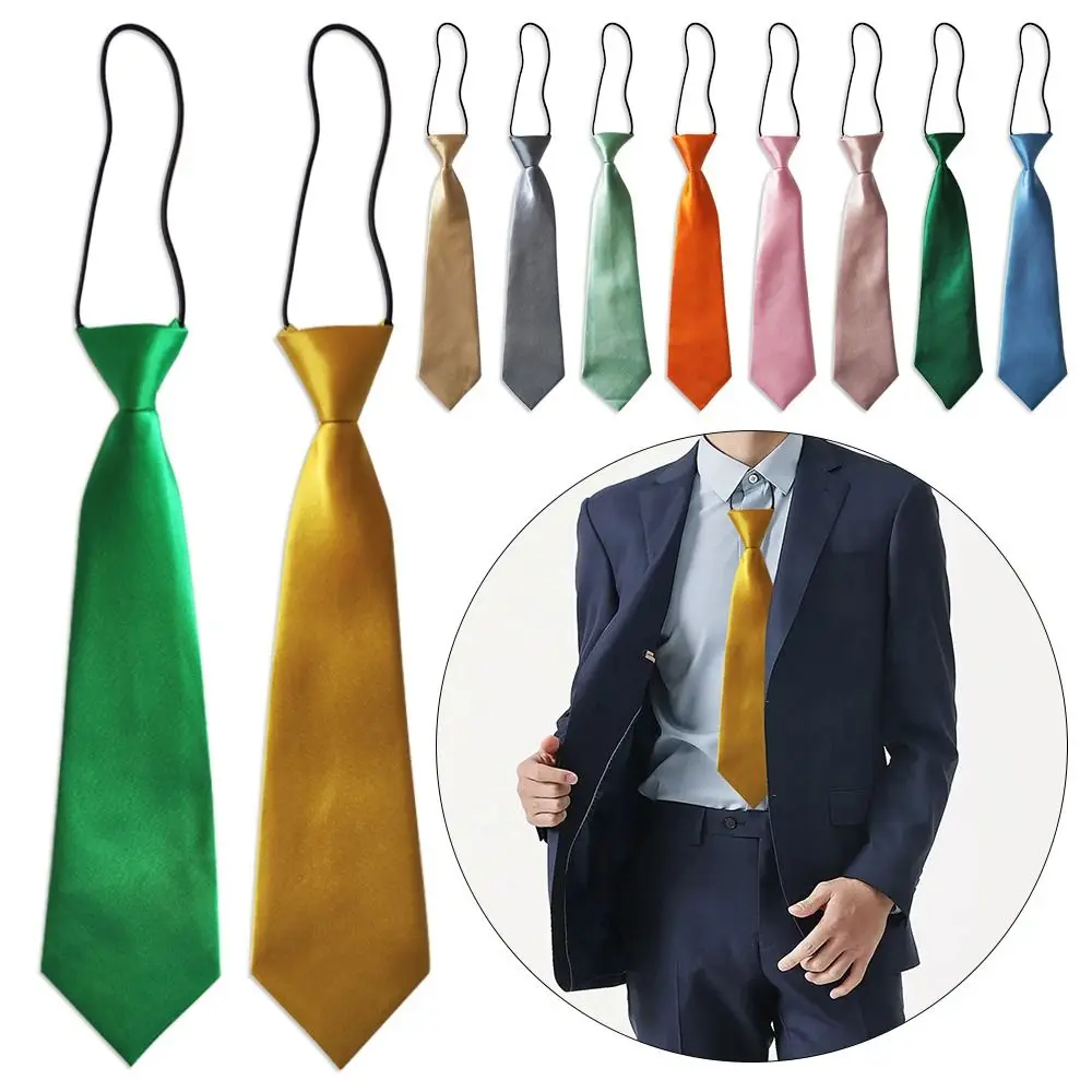 Casual Uniform Pullover Cute Decoration Classic Satin Solid Color No Small Tie Wedding School Kids Tie Elastic Neck Tie