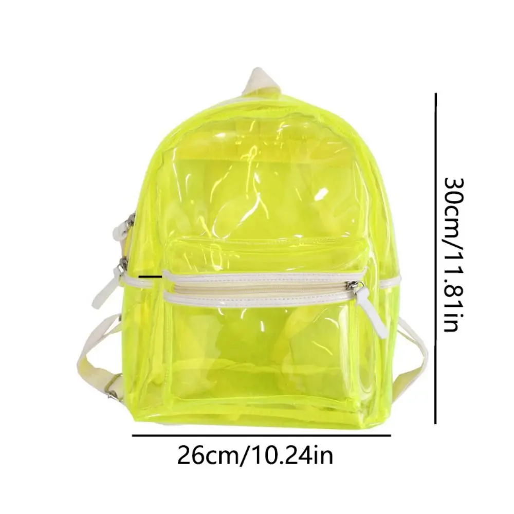 Large Capacity LED Lights Schoolbag Waterproof Adjustable Straps PVC Transparent Backpack Zipper Close Visible
