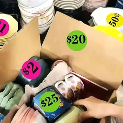 Etiquetas adhesivas coloridas para precios de pequeñas empresas, papel de mercancías, venta en el mercado, 6 bolsas