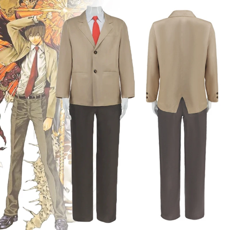 

Anime DEATH NOTE Yagami Light Cosplay Costume Adult Men Shirt Coat Pants Full Set Suit School Uniform Halloween Carnival Clothes