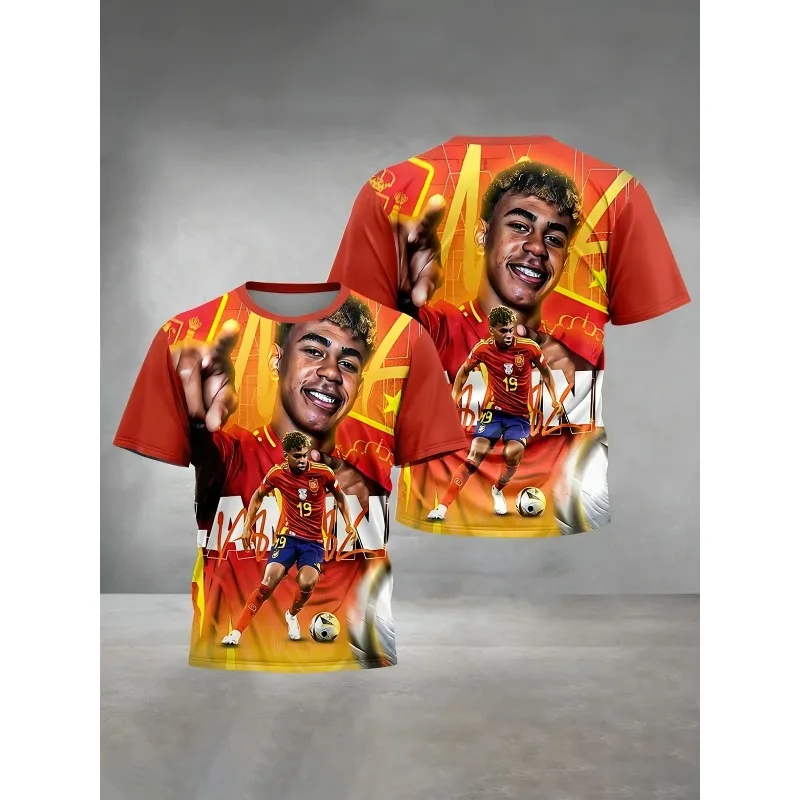 

Лето 2026, хит продаж, детская памятная футболка с 3D принтом Lamine Yamal Football Superstar для взрослых, спортивный топ на открытом воздухе