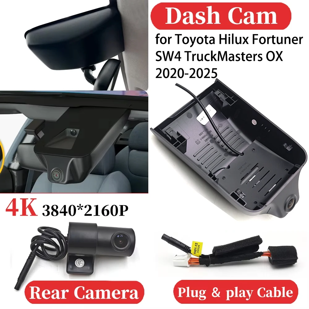 ZJCGO Car 4K Video Recorder DVR Dash Cam Dashboard Camera Plug and play for Toyota Hilux Fortuner SW4 TruckMasters OX 2020-2025