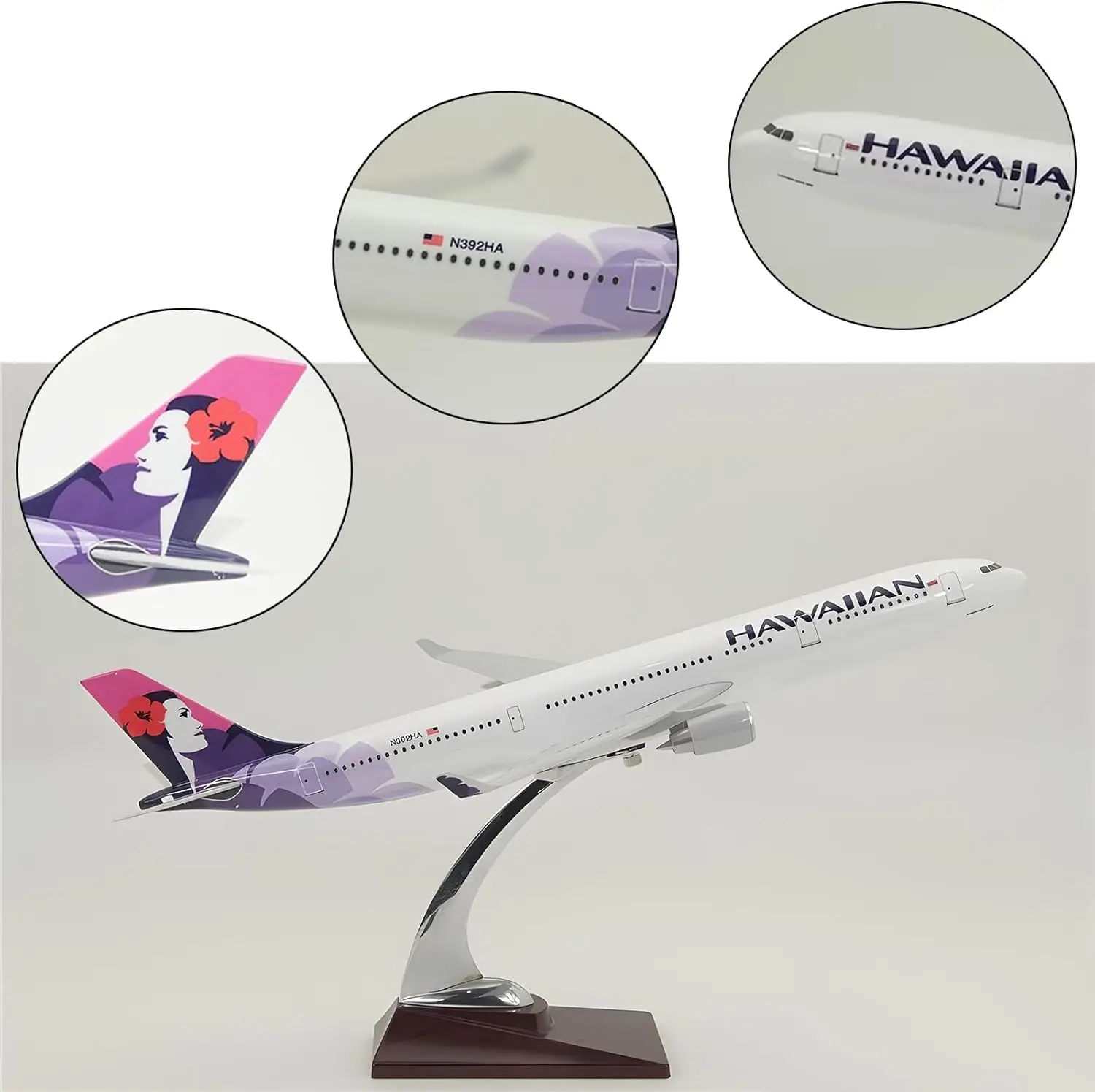 

1:80 A330 Hawaiian Airlines Aircraft Model Resin 40CM Hollow Window Simulation Airplane Static Plane Gift Crafts