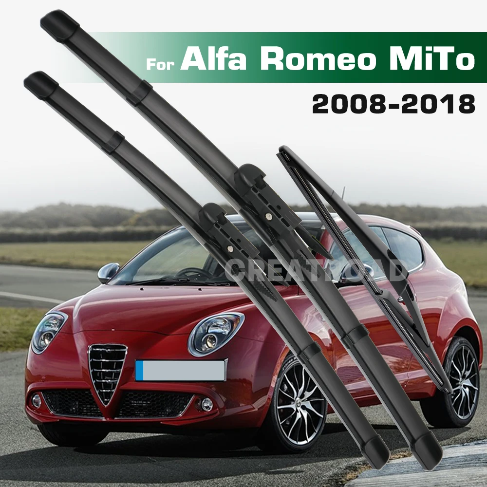 

GREATROAD Wiper LHD&RHD Front & Rear Wiper Blades Set For Alfa Romeo MiTo 2008 - 2018 Windshield Windscreen Window Brushes