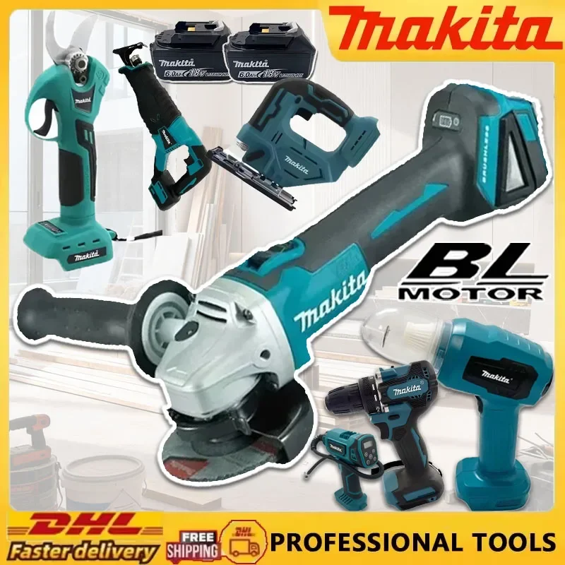 

Различные модели портативных аккумуляторных электроинструментов Makita: ударный шуруповерт, аккумуляторная отвертка, электрическая сабельная пила