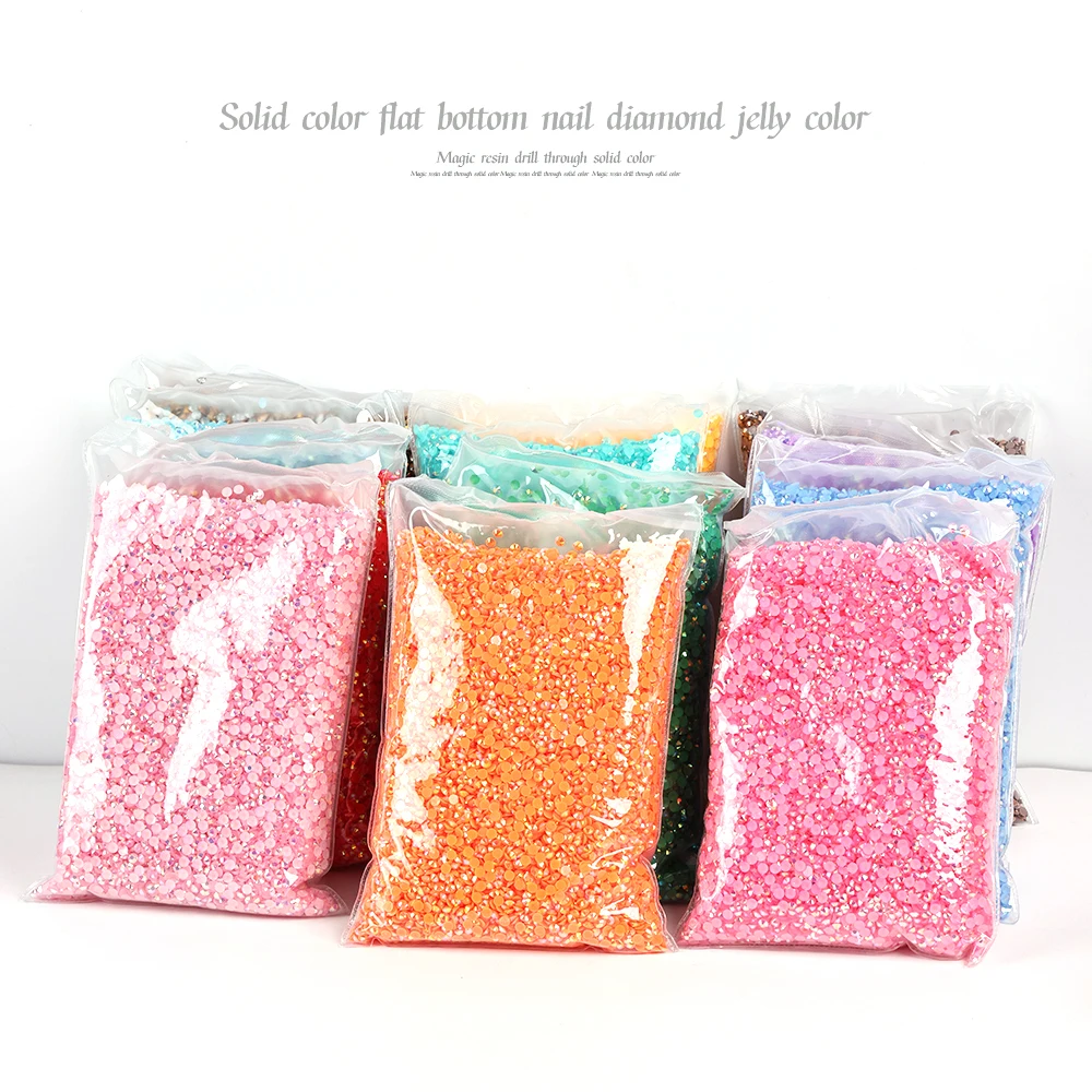Hurtownia hurtowa Jelly Color AB Transparent AB 2mm, 3mm, 4mm, 5mm, 6mm Facets FlatBack Resin Rhinestone Nail Art Garment Decoration