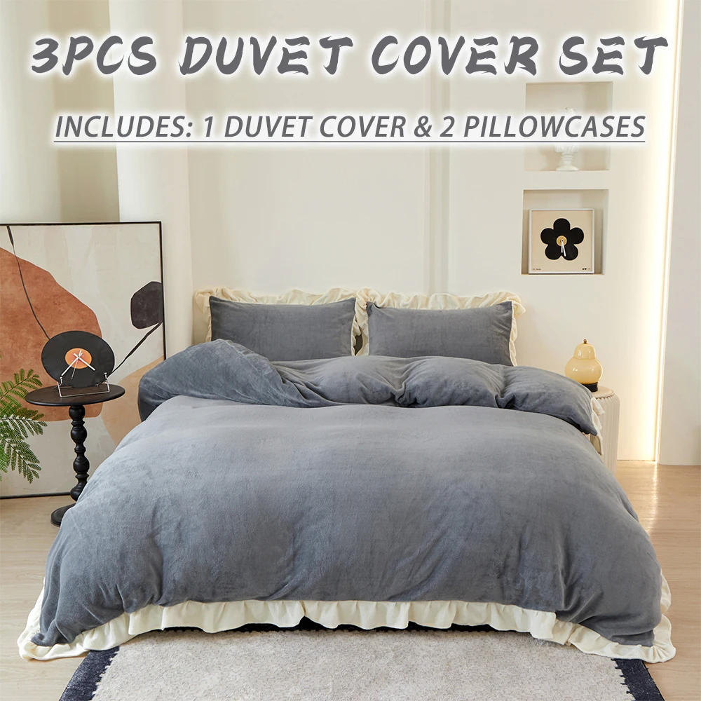 

3 шт. кружевной пододеяльник 1 пододеяльник и 2 наволочки высококачественный молочный флис теплый и приятный для кожи мягкий и удобный