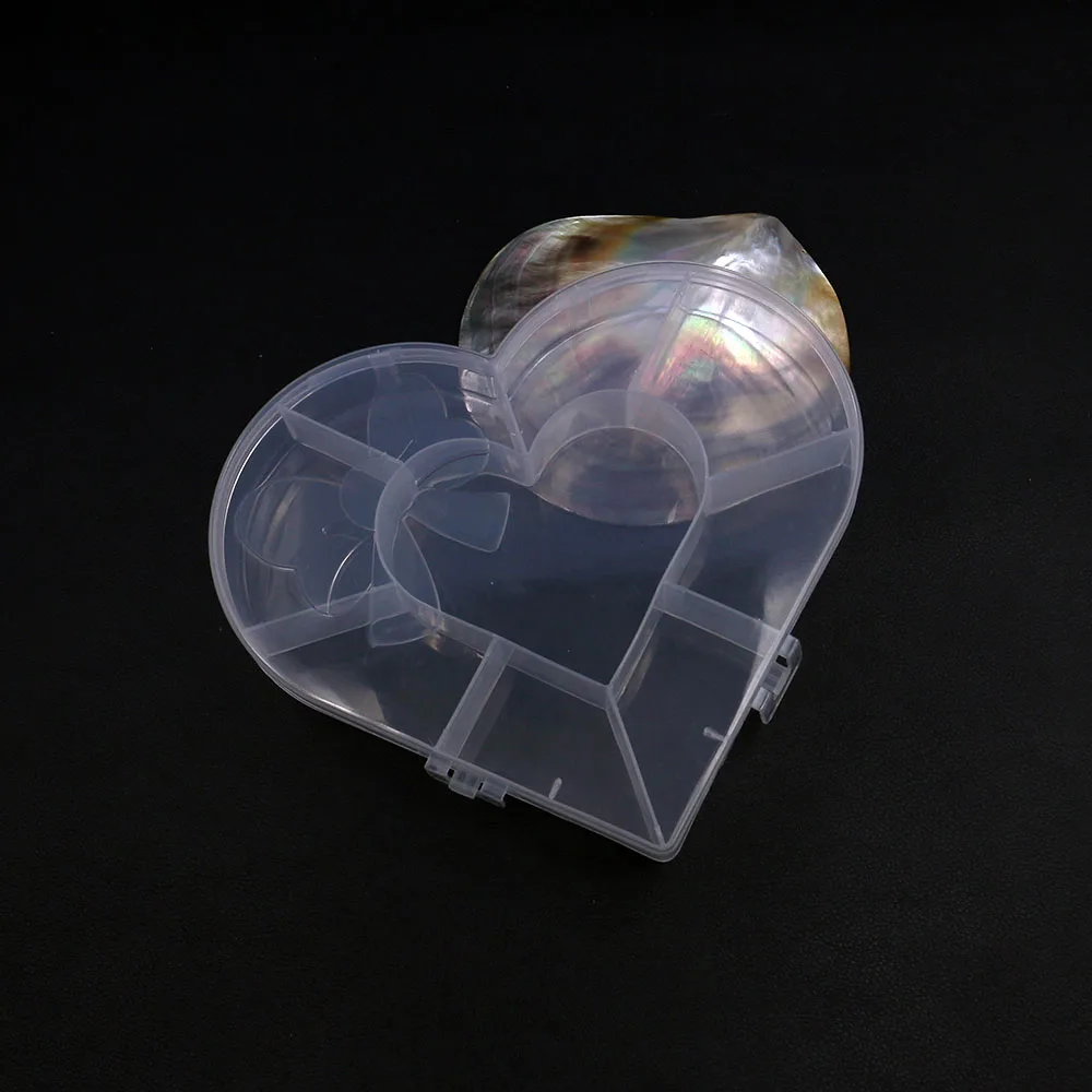 Fixed Slot Plastic Box with Lid Dust-proof Beaded Small Accessory Storage Tool Fashion Heart-shaped Portable Organizer 132x152mm
