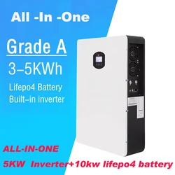 Wellsan 48V 51.2V 3kw 5KW 10kw All in one  lifepo4 battery with inverter lithium ion Battery 5kw Inverter+5kw energy storage