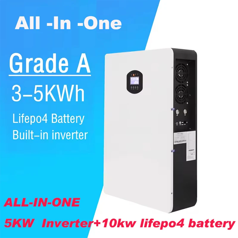 Wellsan All in one 48V 51.2V 3kw 5KW 10kw lifepo4 battery with inverter lithium ion OEM ODM Solar energy storage system