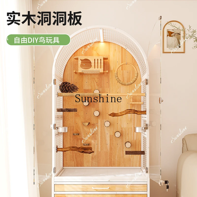 

Garden Parrot Bird Cage Villa Large Household Solid Wood New Luxury Stainless Steel Splash-proof FT