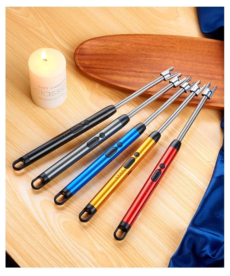 Metal Arc Electric Lighter 360° Rotating LED Display USB Kitchen Gas Stove Aroma Candle Ignition Stick Smoking Tools