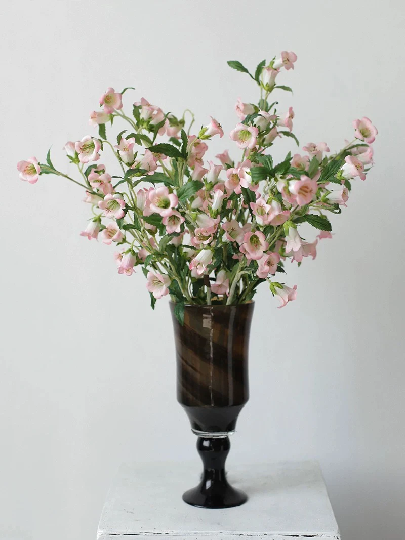 3 Peças de Flores Artificiais Campanula Rosa, Arranjo Floral de Primavera, Hastes de Campânula Artificiais para Decoração de Mesa de Casamento e Casa