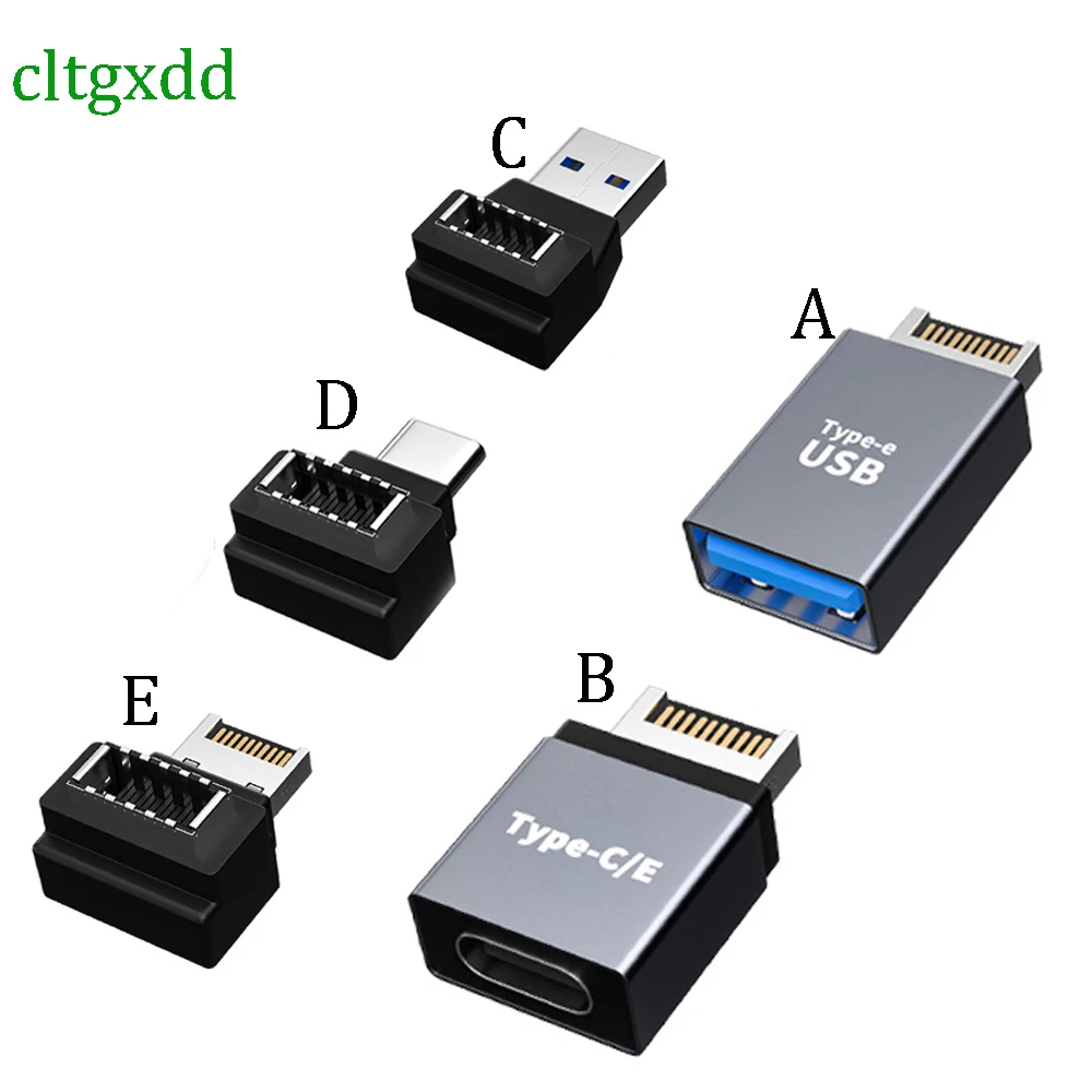 USB-C E ToType-E  Adapter Male To Female 90 Degree Turning Head Right Angle Front USB3.1/3.0 Host PCI Converter Motherboard