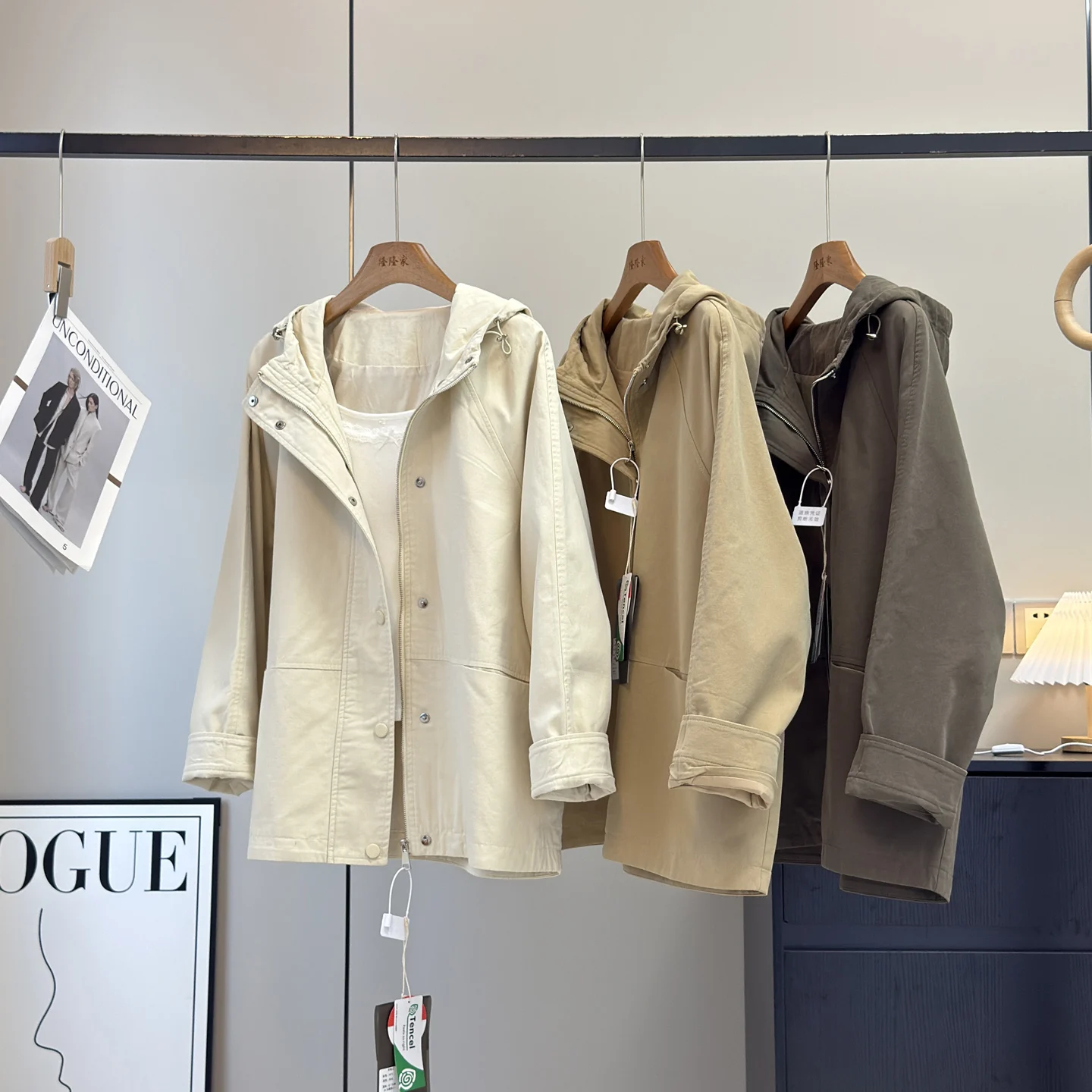 

Повседневное свободное пальто с длинным капюшоном из хлопка Lenzing Jaet, корейская женская ветровка, пальто, удобная дышащая верхняя одежда