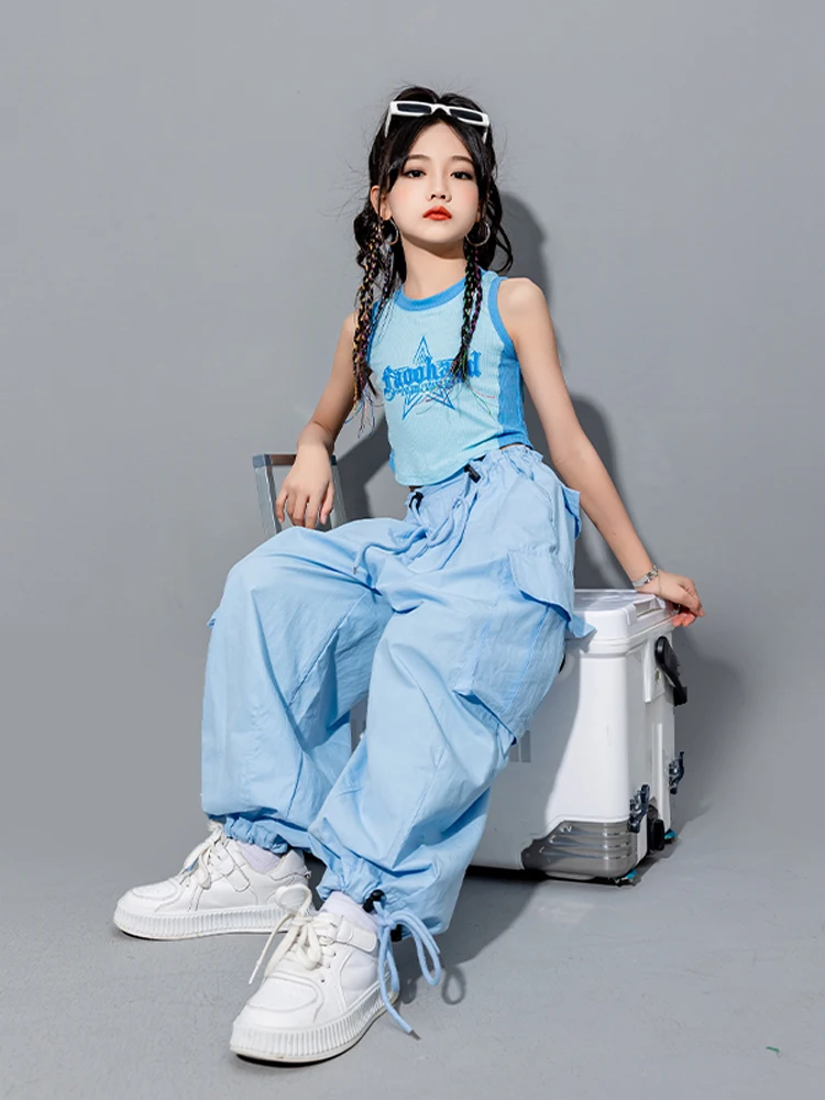 Children hiphop street dance hipster suit summer dopamine catwalk tide clothing girls jazz navel-gazing jazz dance costume